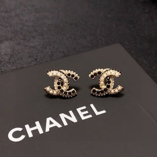 CHANEL Crystal Curve CC Stud Earrings