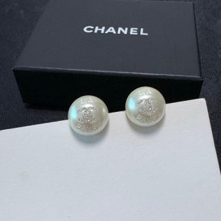 CHANEL Pearl Mist Round Stud Earrings