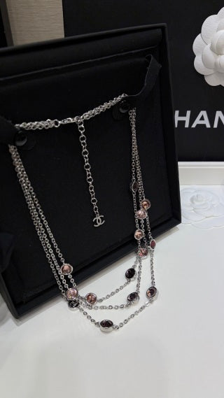 Chanel Layered Gemstone Charm Necklace