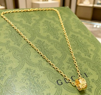Gucci GG Barrel Charm Long Chain Necklace