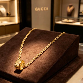 Gucci GG Barrel Charm Long Chain Necklace