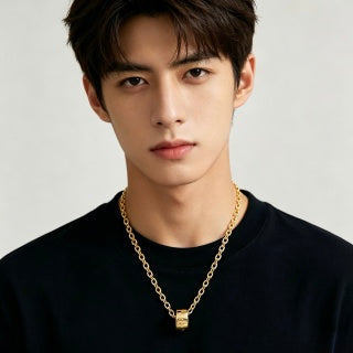 Gucci GG Barrel Charm Long Chain Necklace