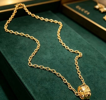 Gucci GG Barrel Charm Long Chain Necklace