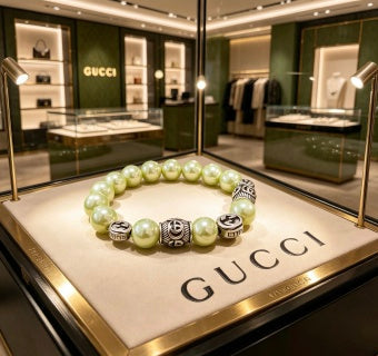 Gucci GG Pearl Beaded Charm Bracelet