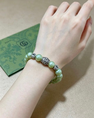 Gucci GG Pearl Beaded Charm Bracelet