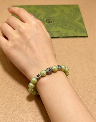 Gucci GG Pearl Beaded Charm Bracelet