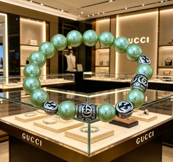 Gucci GG Pearl Beaded Charm Bracelet