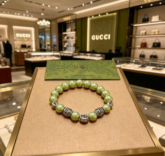 Gucci GG Pearl Beaded Charm Bracelet
