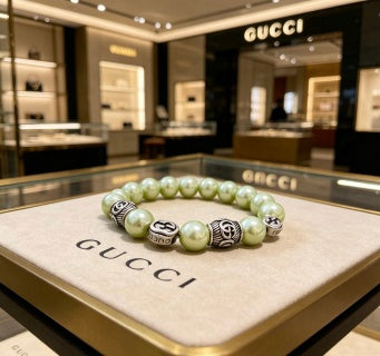 Gucci GG Pearl Beaded Charm Bracelet