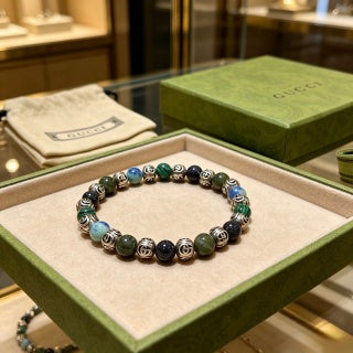 Gucci GG Beaded Stone Charm Bracelet