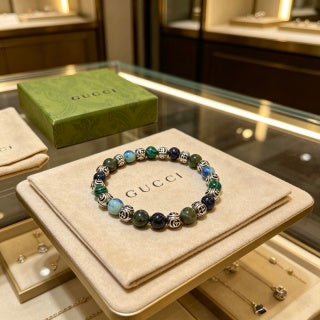 Gucci GG Beaded Stone Charm Bracelet