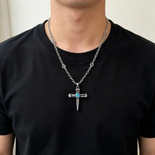 Gucci GG Cross Turquoise Pendant Necklace
