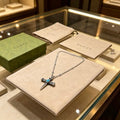Gucci GG Cross Turquoise Pendant Necklace