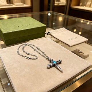 Gucci GG Cross Turquoise Pendant Necklace