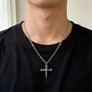 Gucci GG Cross Turquoise Pendant Necklace
