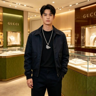Gucci GG Shell Pendant Chain Necklace