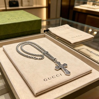 Gucci GG Cross Pendant Chain Necklace