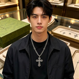 Gucci GG Cross Pendant Chain Necklace