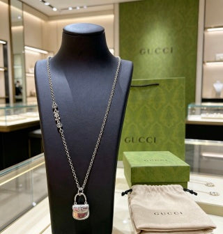 Gucci GG Padlock Mini Charm Long Necklace