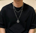 Gucci GG Medallion Engraved Long Pendant Necklace