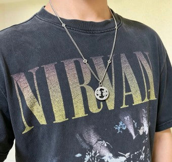 Gucci GG Medallion Engraved Long Pendant Necklace