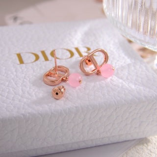 Dior Rose Gold CD Pearl Stud Earrings