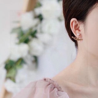 Dior J'Adior Script Gold Stud Earrings