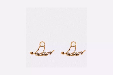 Dior J'Adior Script Gold Stud Earrings