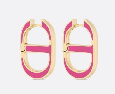 Dior Pink Oblique Crystal CD Stud Earrings