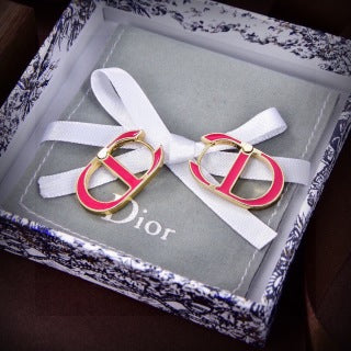 Dior Pink Oblique Crystal CD Stud Earrings