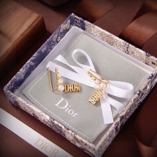 Dior Pearl J'Adior Script Drop Stud Earrings