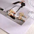 Dior Rainbow Ribbon Pearl Drop Stud Earrings