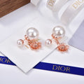 Dior Pearl Blossom Crystal Drop Stud Earrings
