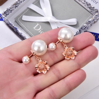 Dior Pearl Blossom Crystal Drop Stud Earrings