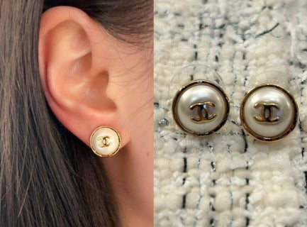 Chanel Timeless Pearl CC Stud Earrings