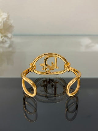 Dior CD Oval Signature Gold Bangle Bracelet