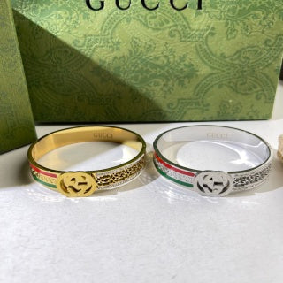 Gucci GG Web Stripe Crystal Cuff Bracelet
