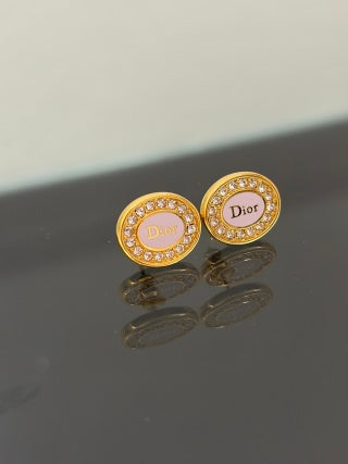 Dior Pearl Medallion Crystal Stud Earrings