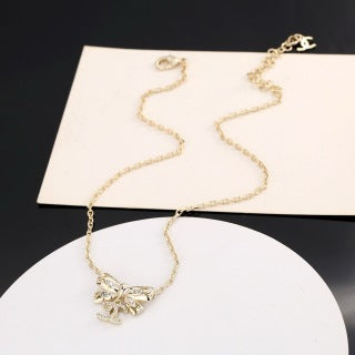 CHANEL Crystal Blossom Pendant Necklace