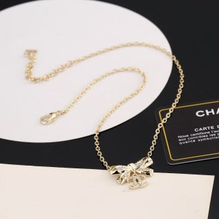 CHANEL Crystal Blossom Pendant Necklace