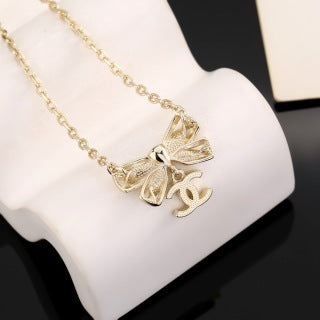 CHANEL Crystal Blossom Pendant Necklace