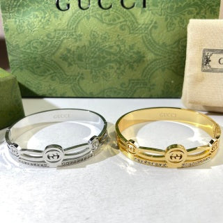 Gucci GG Crystal Double Band Cuff Bracelet