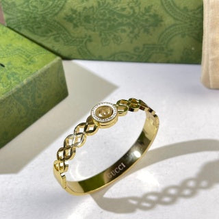 Gucci GG Oval Link Medallion Cuff Bracelet