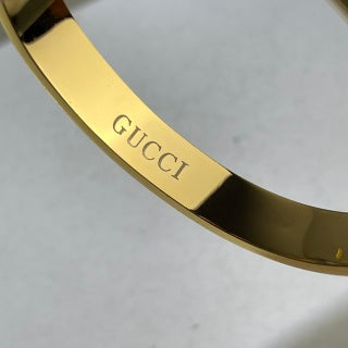 Gucci GG Logo Script Crystal Cuff Bracelet