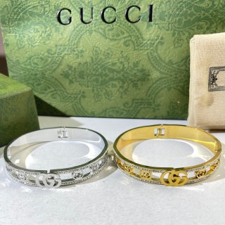Gucci GG Crystal Double Logo Cuff Bracelet