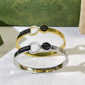 Gucci GG Enamel Logo Crystal Cuff Bracelet