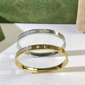 Gucci GG Crystal Engraved Line Cuff Bracelet