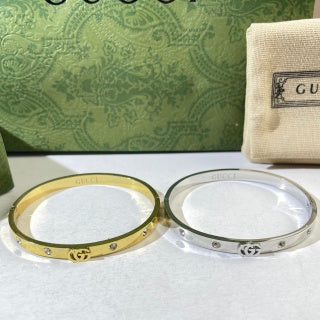 Gucci GG Minimal Crystal Rivet Cuff Bracelet