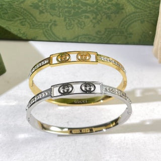 Gucci GG Crystal Double Bar Cuff Bracelet