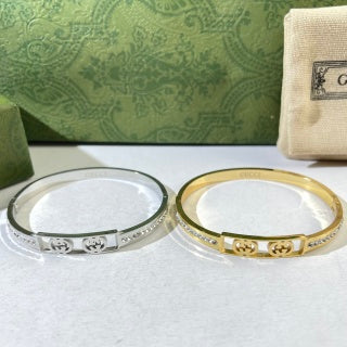 Gucci GG Crystal Double Bar Cuff Bracelet